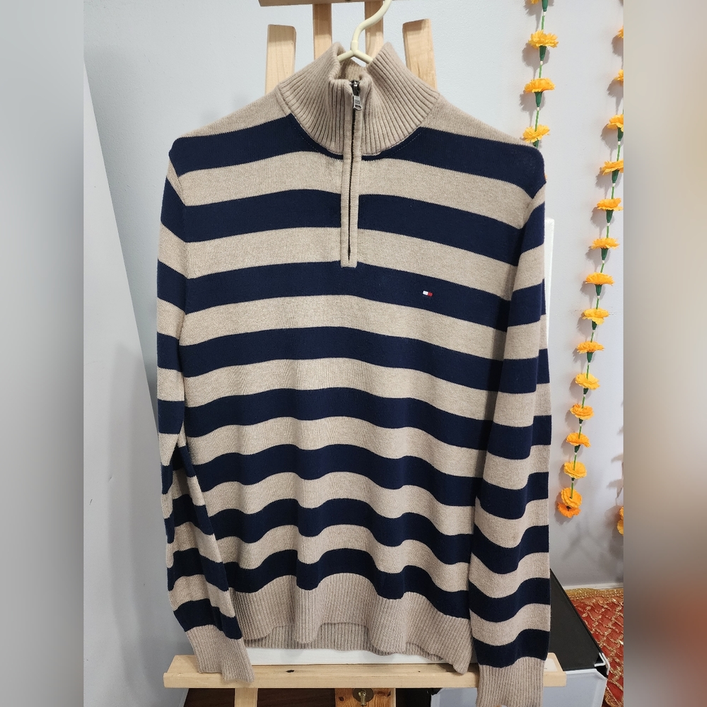 Tommy Hilfiger Rugby Quater Zip Stripe Sweater